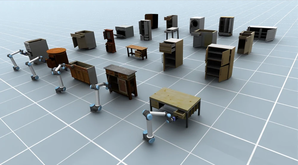 PAct generates articulated furniture and appliances with movable parts.